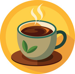 Obraz premium cup of coffee with steam logo vector illustration