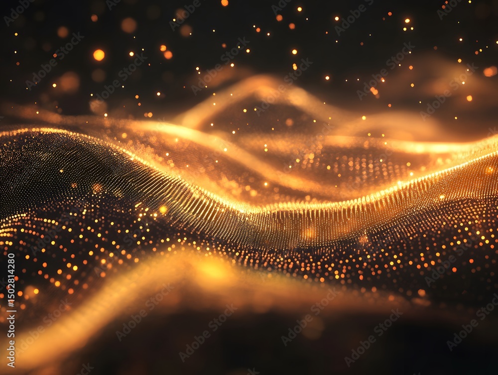 Poster glowing digital waves: an artistic depiction of abstract digital waves with a mesmerizing interplay 