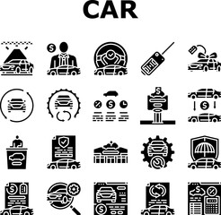 car dealership inventory icons set vector