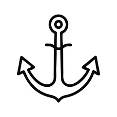 Nautical Anchor Icon Line Art Graphic Design Element