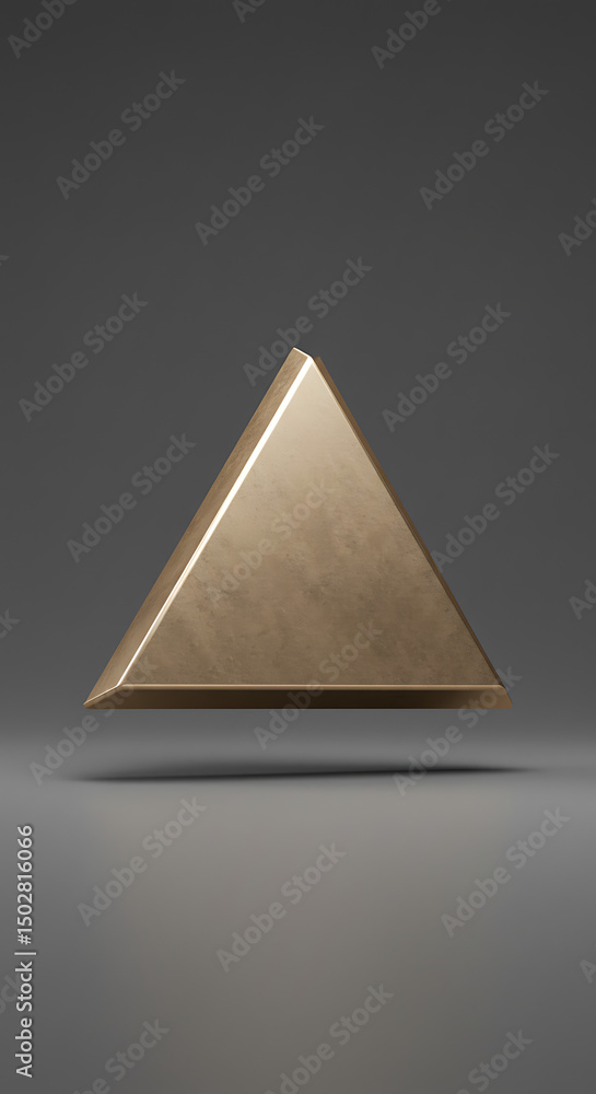 Aufkleber golden triangle shape abstract geometric 3d render bronze metallic texture minimalist design