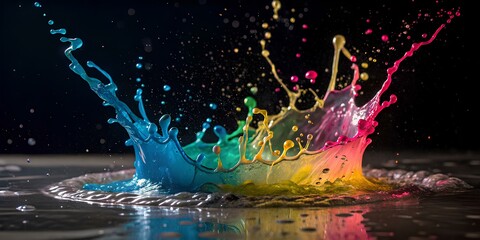 Vibrant rainbow color paint splash explosion