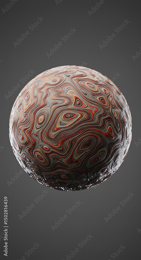 Poster abstract swirling pattern sphere 3d rendered orb with intricate colorful texture digital art
