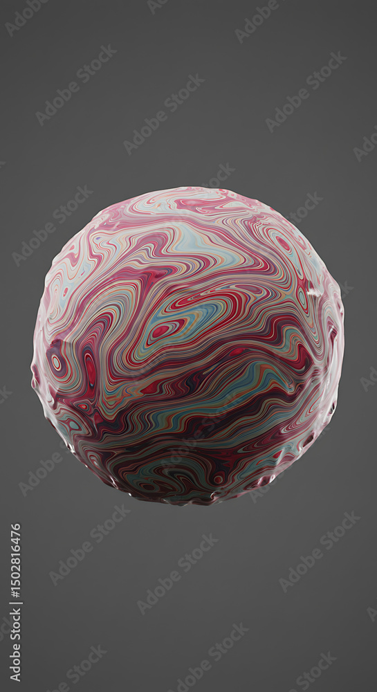 Poster abstract swirling paint sphere colorful marble texture 3d render design element