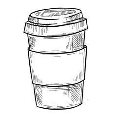 Cup coffee vector line art hand drawn illustration 