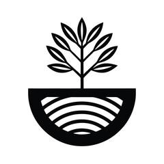 Plant Growing in Soil Abstract Icon