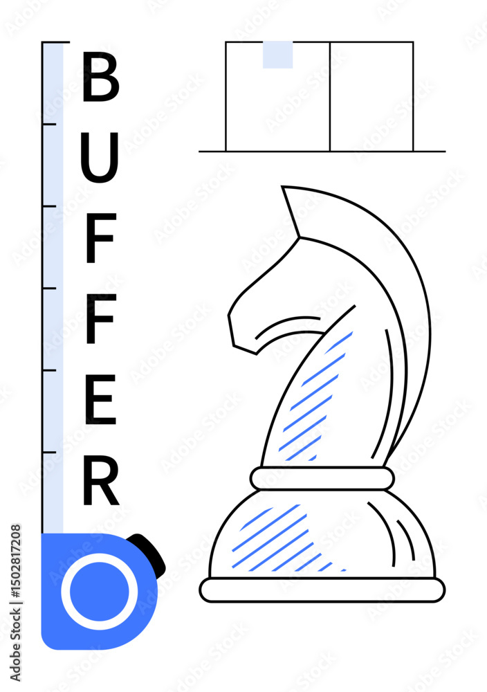 Aufkleber chess knight next to buffer ruler and grid signifies strategy, planning, precision. ideal for busine