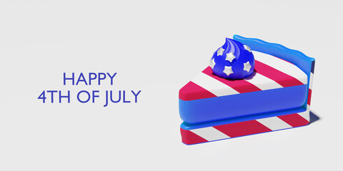 Fourth of july, USA Independence Day greeting card. 3d render.