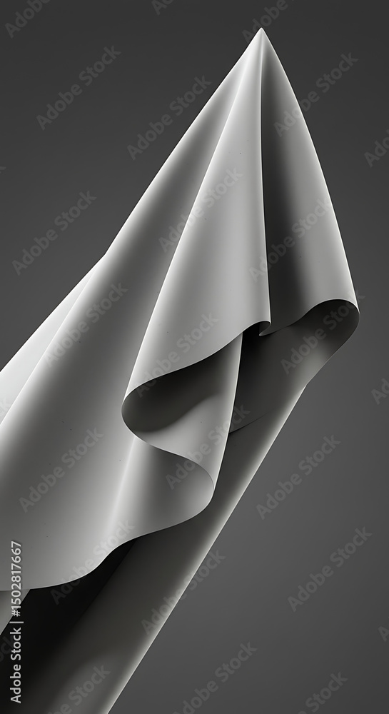 Poster abstract draped fabric gray textile elegant soft curve smooth surface 3d render