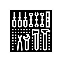 pegboard hand tools garage glyph icon vector illustration