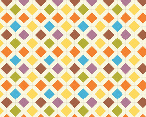 Retro Geometric Tile Mosaic – Colorful Rhombus and Square Pattern for Decorative Design