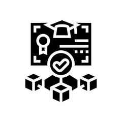 blockchain based credentials verification glyph icon vector illustration