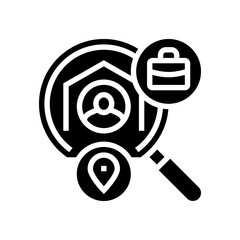 remote work specialist hiring head hunting glyph icon vector illustration