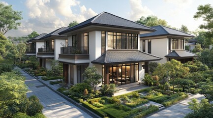 Modern Zen Style House Design with a Lush Green Garden