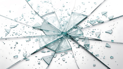 Shattered glass pieces isolated on a white background png