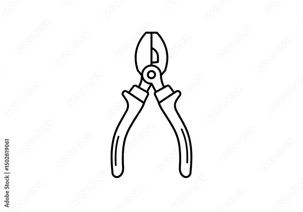 Poster a simple line drawing of a pair of pliers with black outlines on a plain white background image view