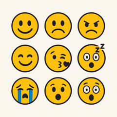 Fototapeta premium Smiley Face Icons Vector Illustration Set