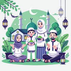 vector image of people celebrating Eid al-Fitr