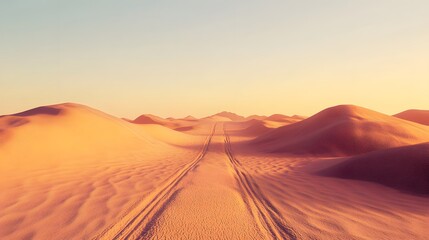 Minimalist desert road with soft shadows and no traffic