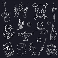 Divine magic and occultism isolated hand drawn doodles Vector
