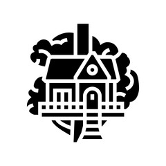 treehouse cabin wooden glyph icon vector illustration