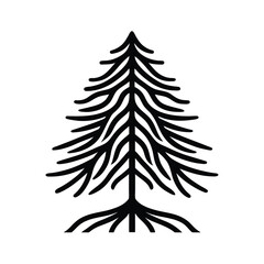 Stylized Evergreen Tree with Roots