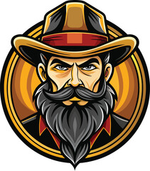Cowboy with hat mascot logo vector illustration