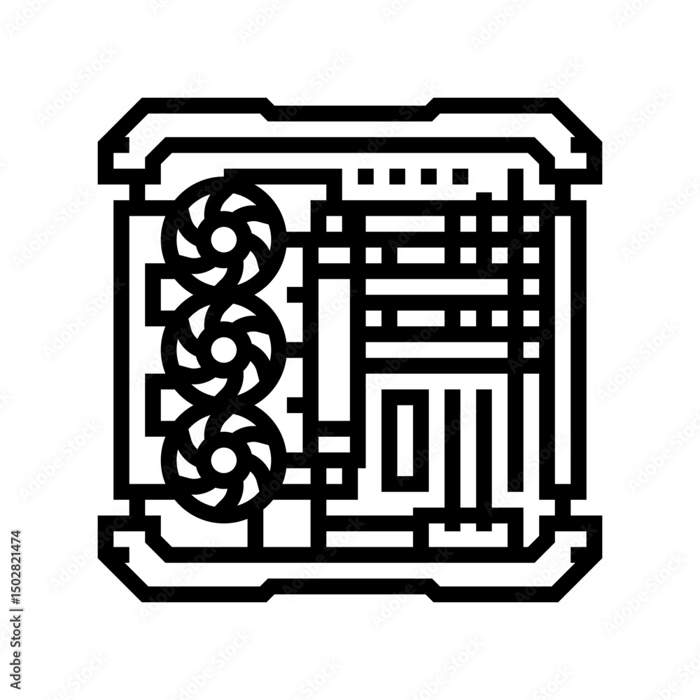 Poster custom build open case gaming pc line icon vector illustration