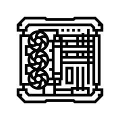 custom build open case gaming pc line icon vector illustration