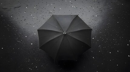 Abstract minimalist rain with a single umbrella from above