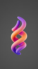 Abstract 3D Render Intertwined Gradient Curves Vibrant Purple and Orange Hues