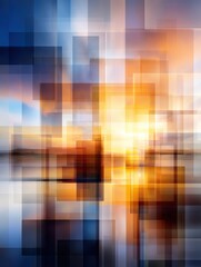 Obraz premium Abstract sunset reflection over water with colorful geometric patterns and serene atmosphere