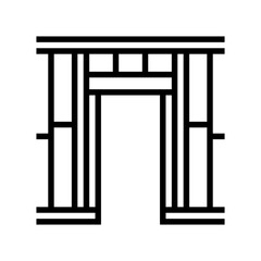 door wood frame house line icon vector illustration