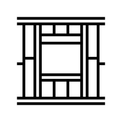 window frames wood frame house line icon vector illustration