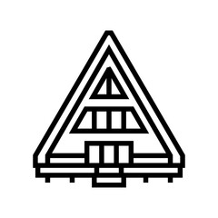 scandinavian style wood cabin line icon vector illustration © vectorwin