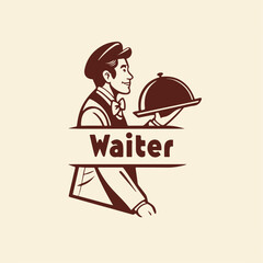  waiter logo design for Restaurant . Premium Vector. Restaurant logo Design Template