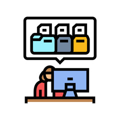 paperwork organization administrative assistant color icon vector illustration