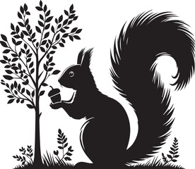 squirrel silhouette vector art illustration