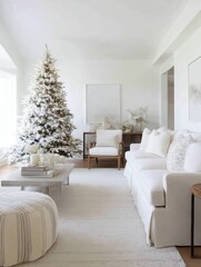 A cozy living room decorated for the holiday season.