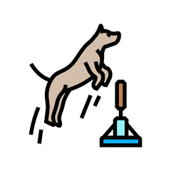 jumping hurdle dog competition show color icon vector illustration