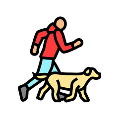 and handler running dog competition show color icon vector illustration