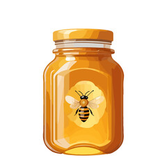 Isolated Glass Jar with Honey 