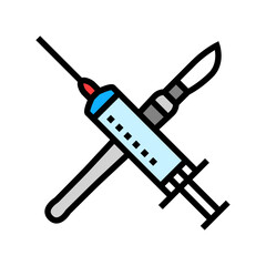 crossed medical tools mortality color icon vector illustration