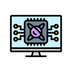 algorithm screen quantum computer color icon vector illustration