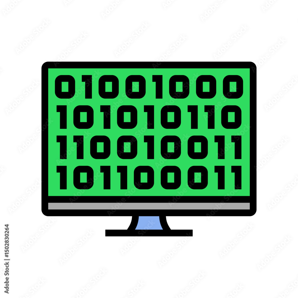 Poster computer code research development color icon vector illustration