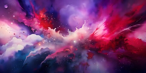 Abstract cosmic nebula watercolor painting