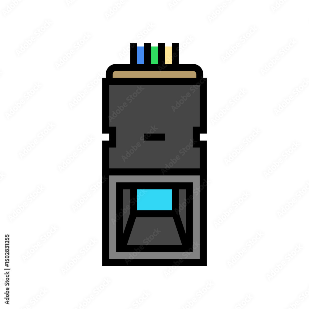 Poster fingerprint sensor module color icon vector illustration
