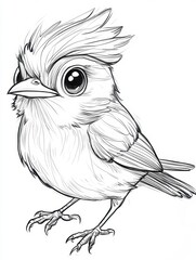 Naklejka premium Adorable Baby Bird Line Art Drawing Cute Chick Illustration