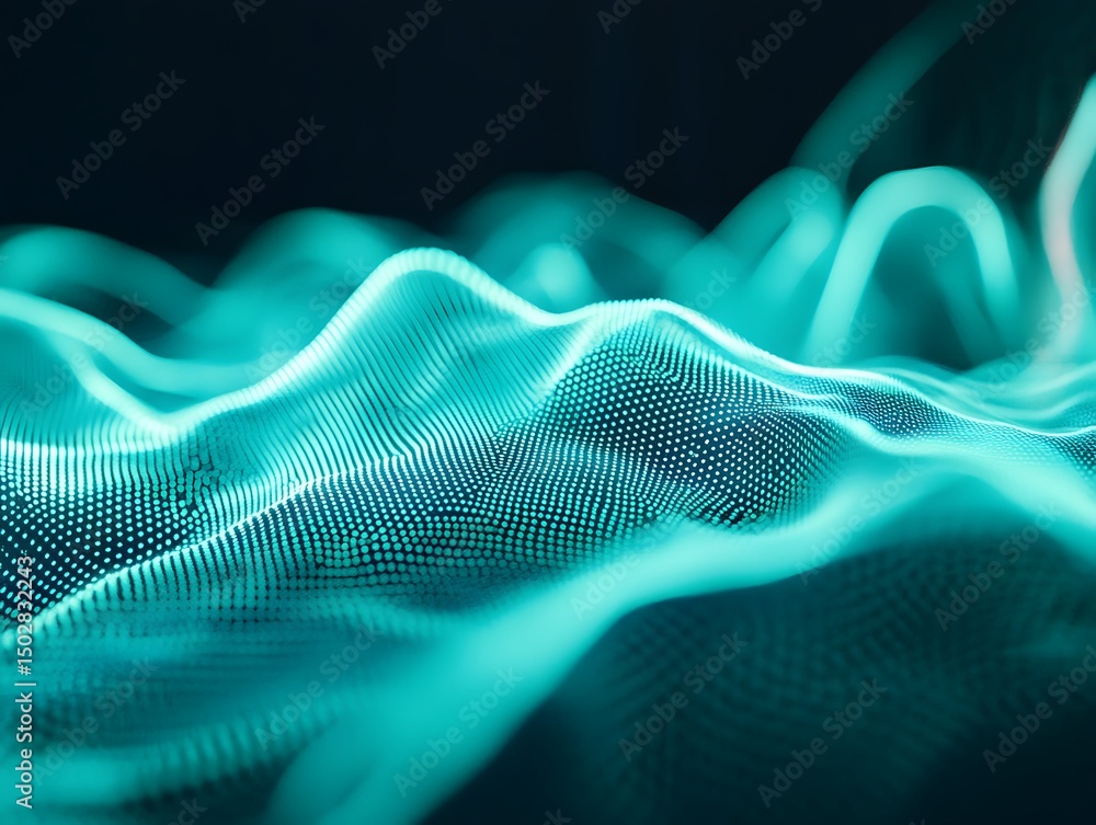Poster digital sound wave: abstract representation of sound waves, depicting data visualization in a vibran