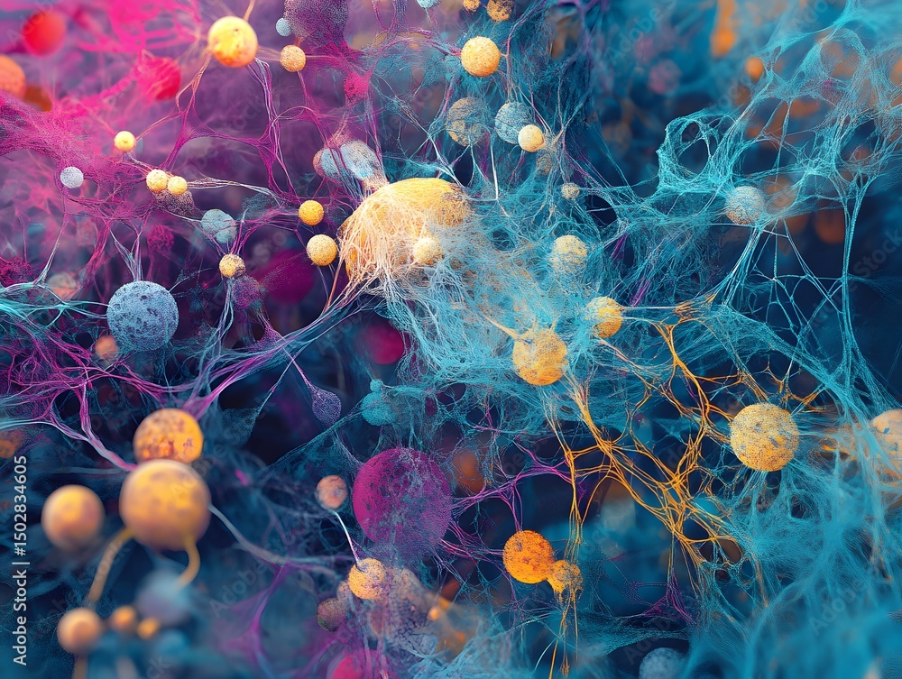 Poster vibrant neural network: a captivating abstract depiction of a neural network, with interconnected no